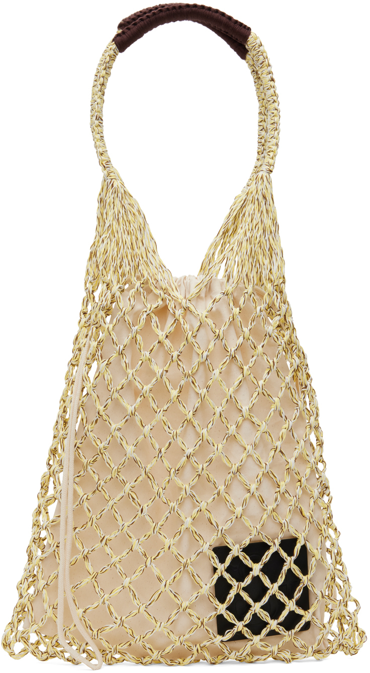Jil Sander Multicolor Knitted Tote In Neutral