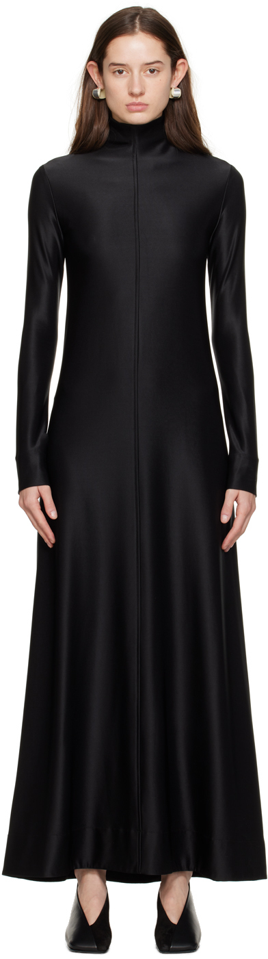 Shop Jil Sander Black High-neck Maxi Dress In 001 Black