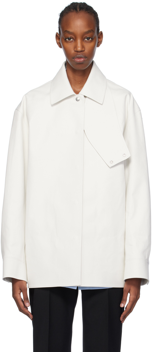 Jil Sander Off White Detachable Collar Jacket In 197 Gold Marble