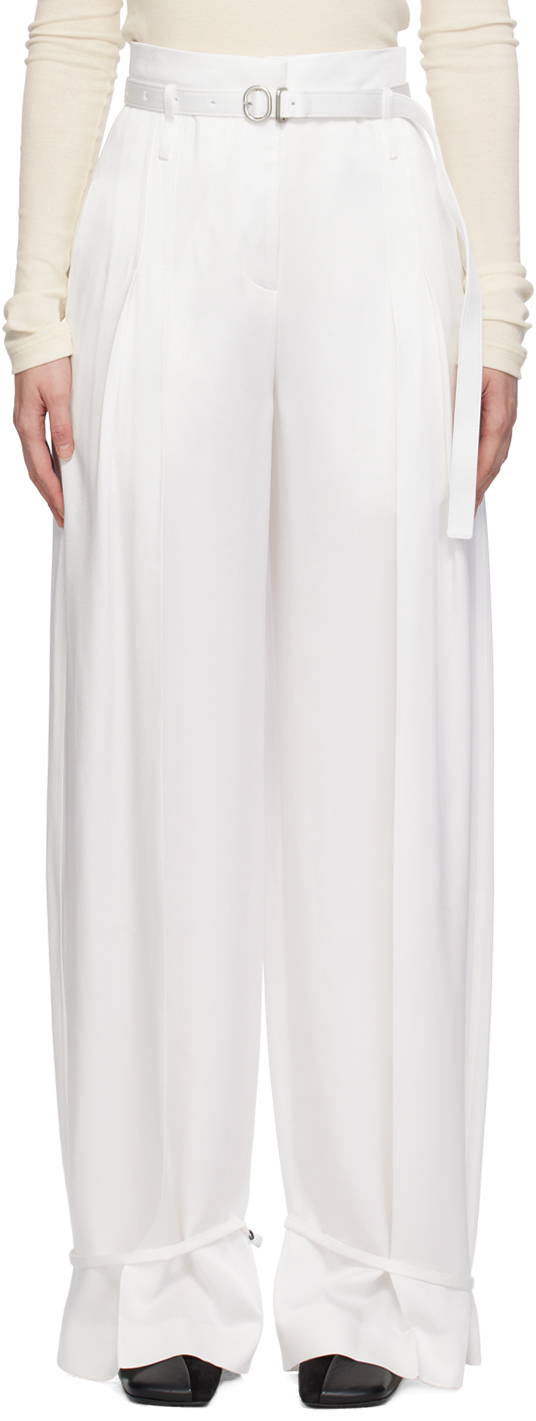Jil Sander White Tailored Trousers In 104 Coconut