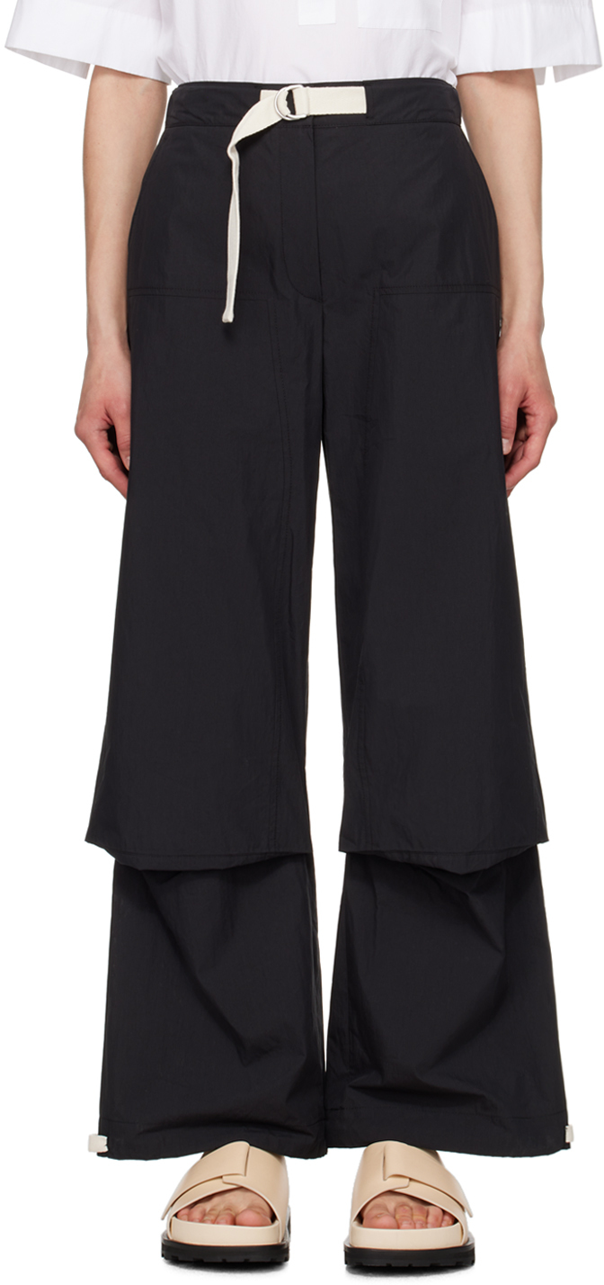 Shop Jil Sander Black Belted Trousers In 001 Black