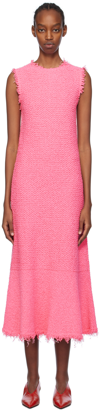 Shop Jil Sander Pink Sleeveless Midi Dress In 956 Electric Pink