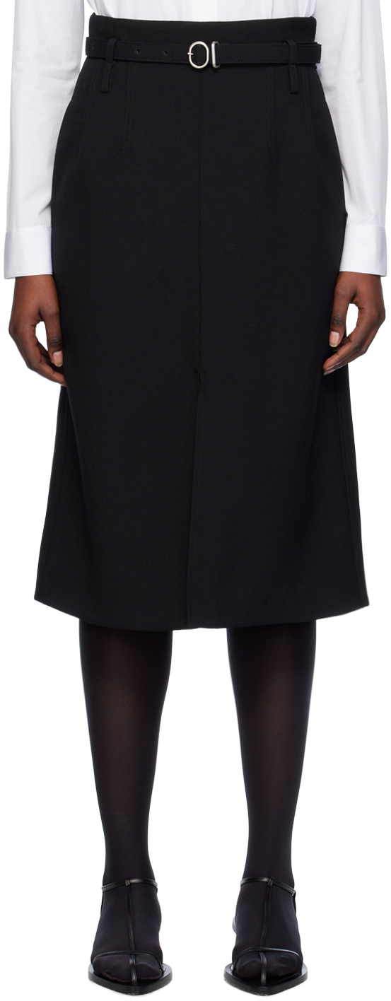 Black Tailored Midi Skirt