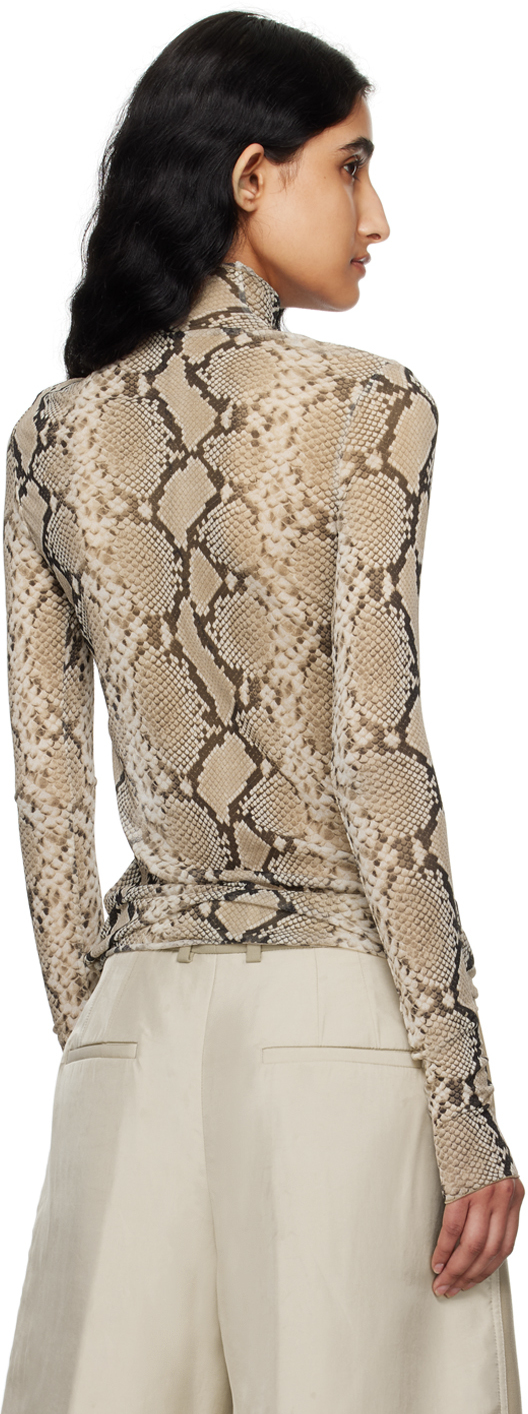 Jil Sander Beige Printed Turtleneck In 242 Hazelnut Mouline