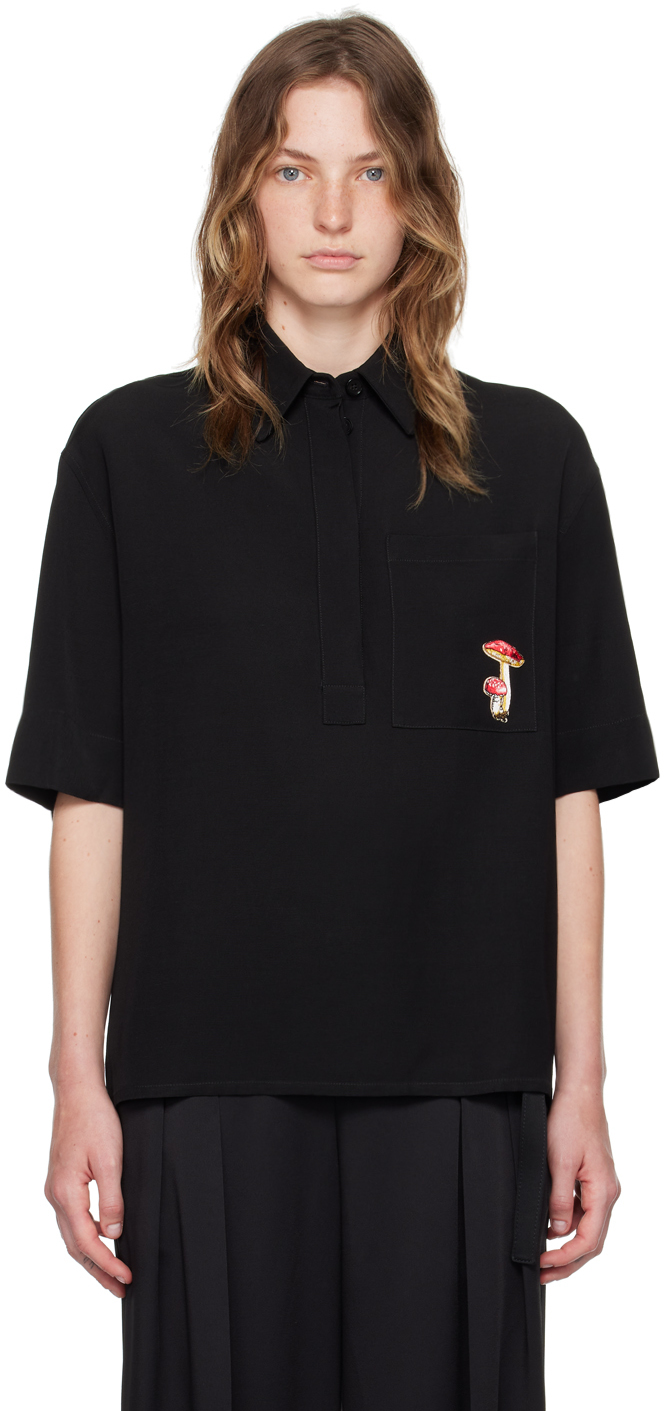 Jil Sander Black Embroidered Shirt In 001 Black