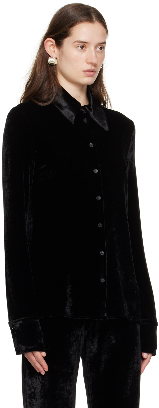 Jil Sander Long-sleeve Velvet Shirt In 001 Black