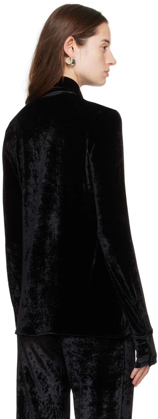 Jil Sander Long-sleeve Velvet Shirt In 001 Black