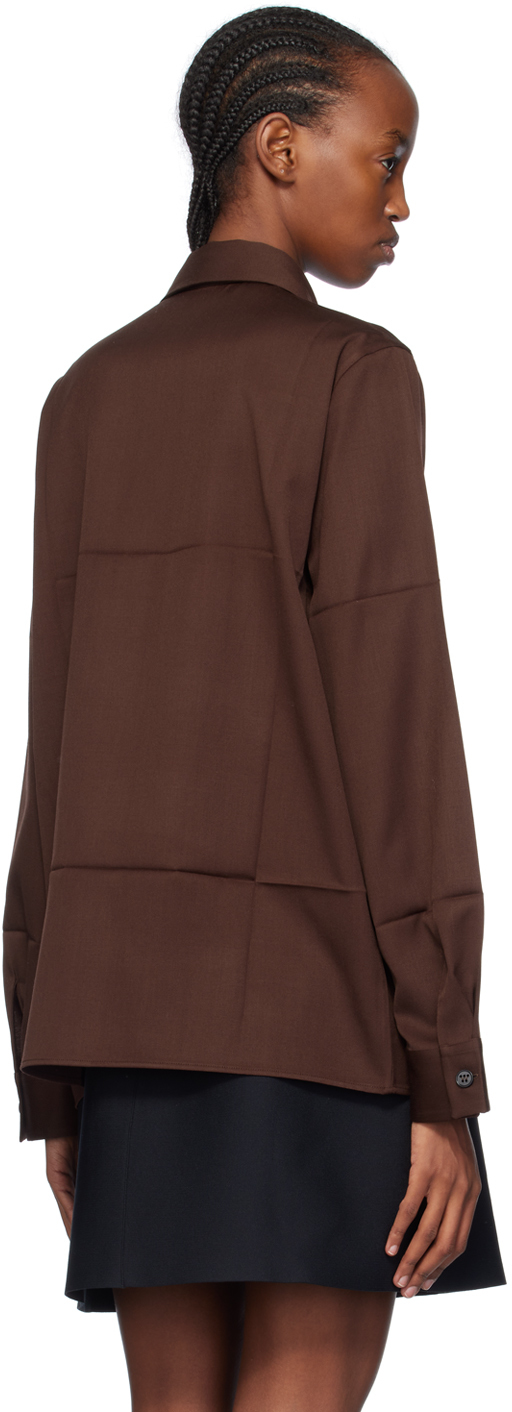 Jil Sander Brown Spread Collar Shirt In 206 Dark Brown