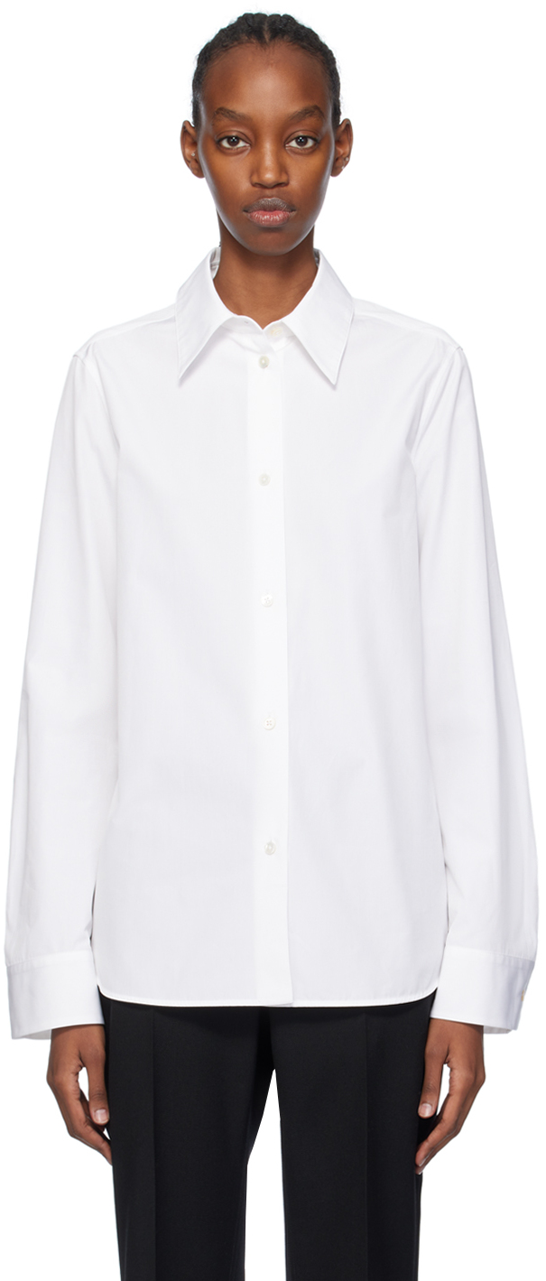 Jil Sander White Pointed Collar Shirt In 100 Optic White