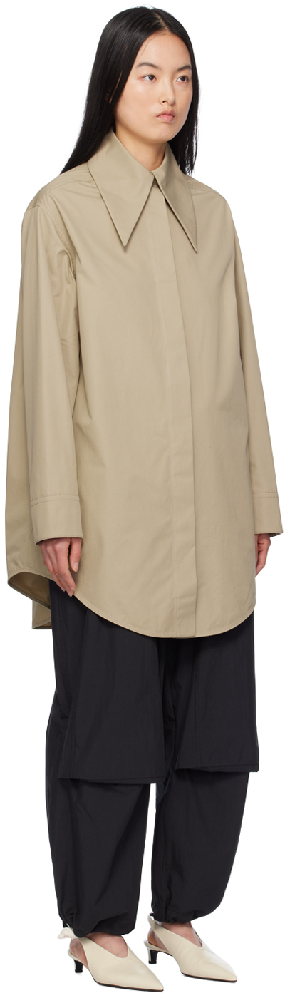 Shop Jil Sander Khaki Oversized Shirt In 238 Kakhi Green