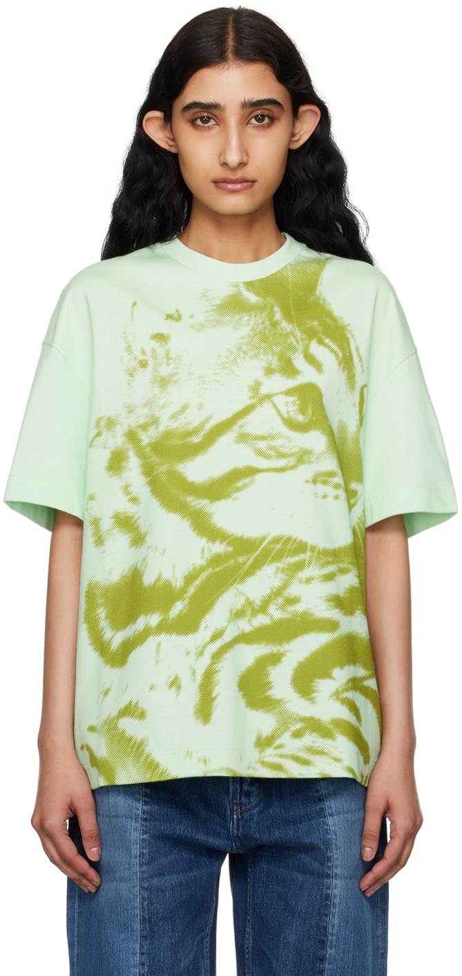 JIL SANDER GREEN PRINTED T-SHIRT 