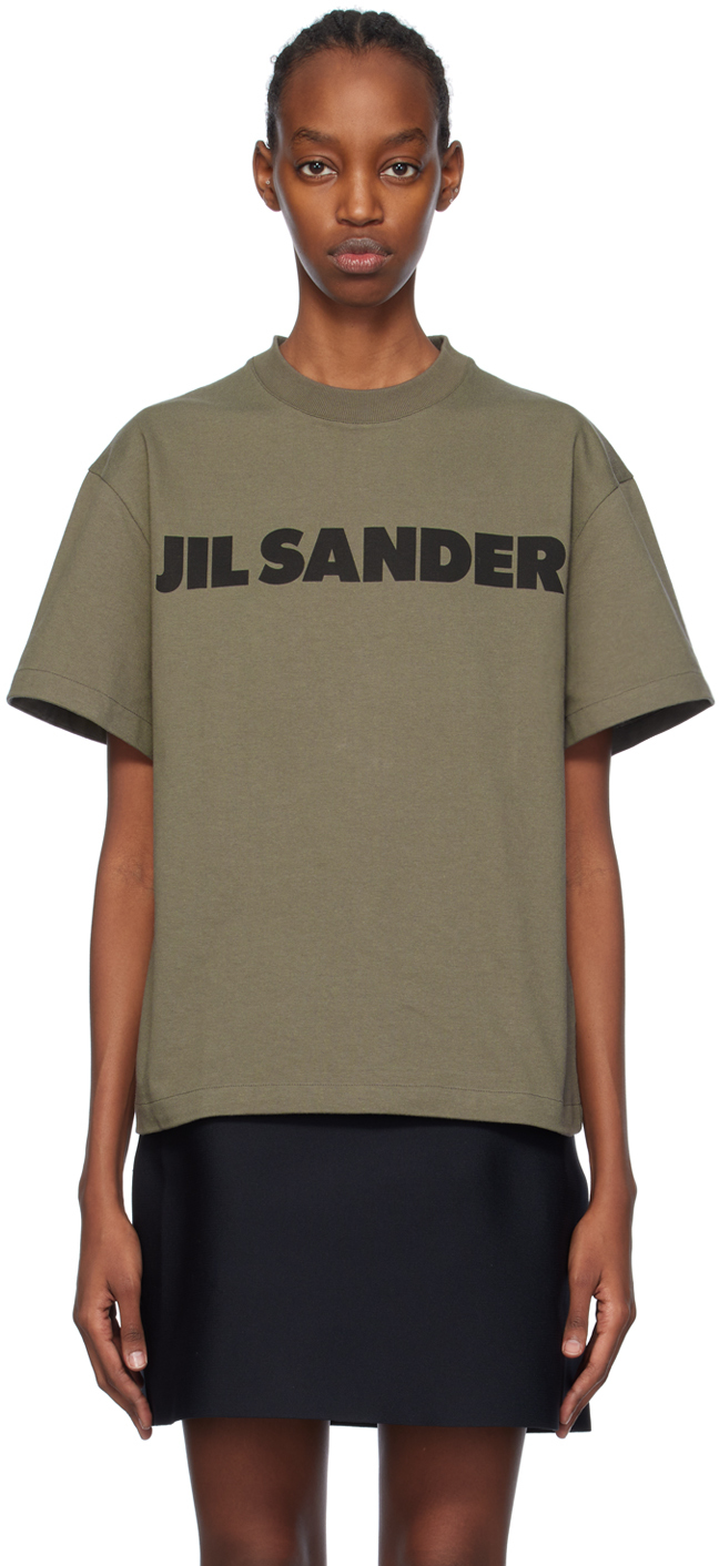 Shop Jil Sander Green Printed T-shirt In 312 Thyme Green