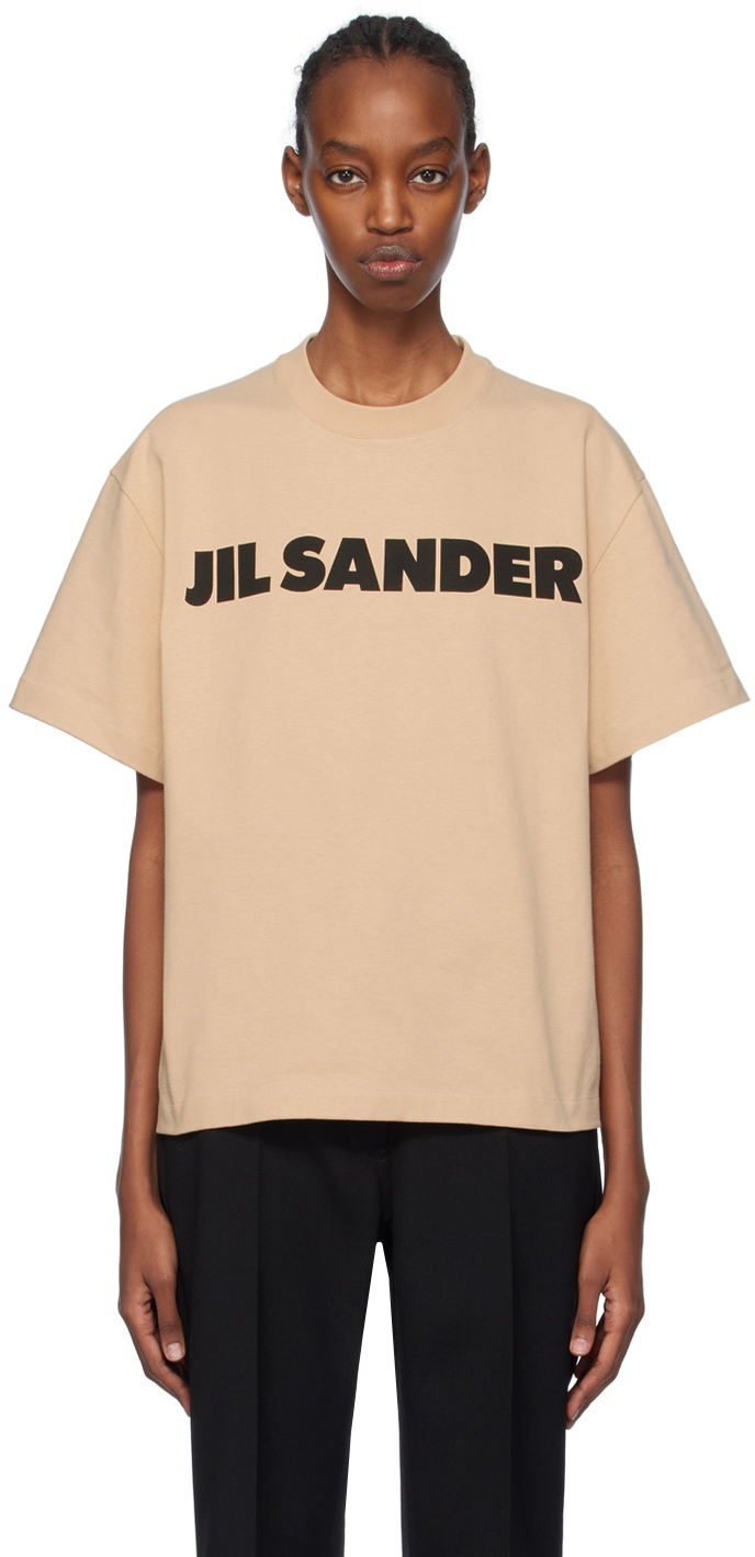 Shop Jil Sander Beige Printed T-shirt In 236 Dark Sand