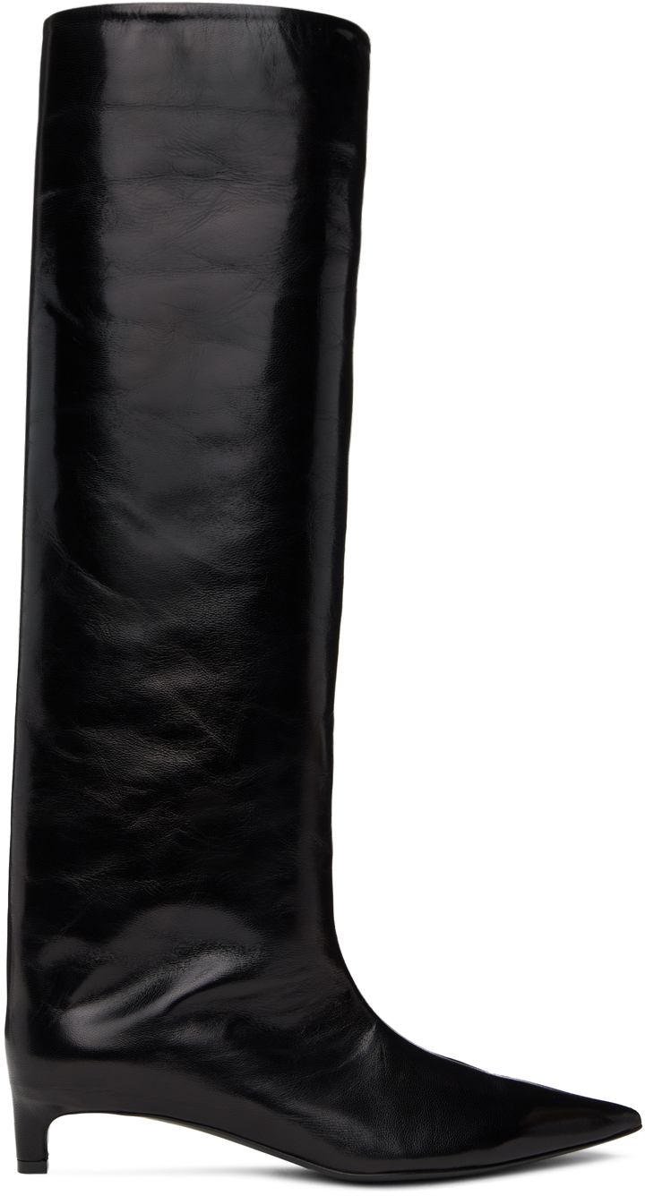 Shop Jil Sander Black Pointed Toe Tall Boots In 001 Black