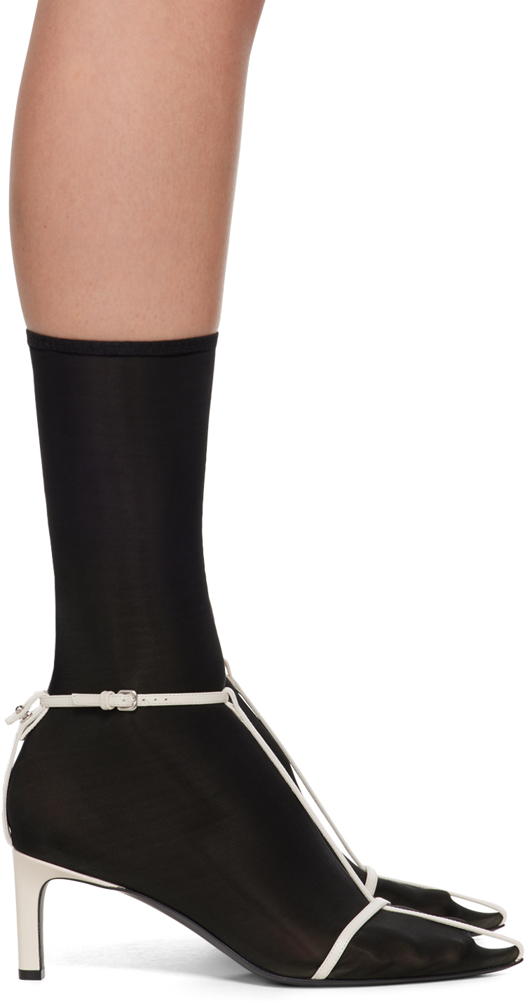 Shop Jil Sander Black & White Ankle Boots In 081 Universe (black