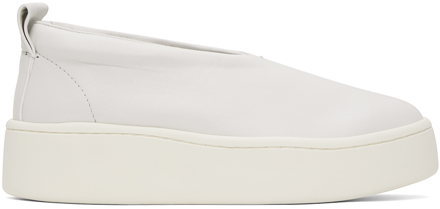 White Slip On Sneakers by Jil Sander on Sale