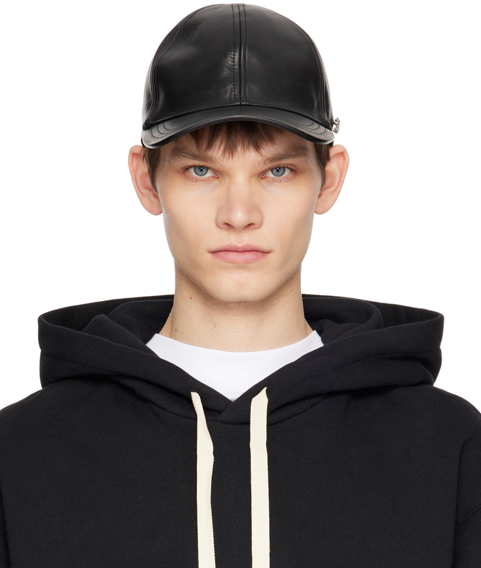 Jil Sander: Black Calfskin Cap | SSENSE