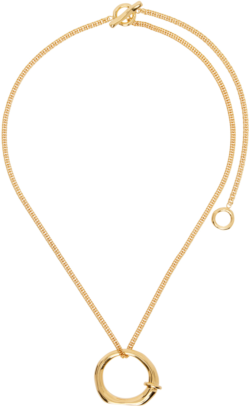 Jil Sander Gold Pendant Necklace In 717 Gold