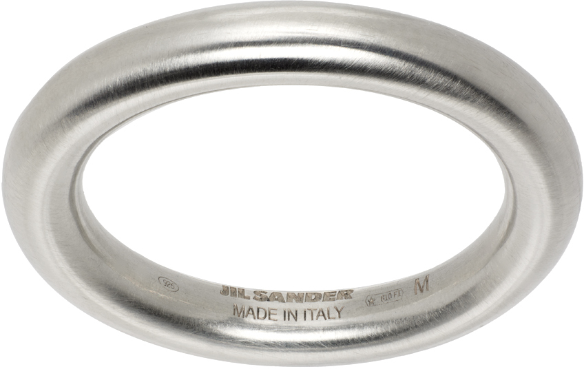 Jil Sander Silver Band Ring In 041 Silver