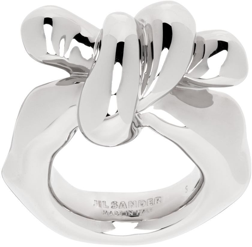 Shop Jil Sander Silver Twist Ring In 046 Silver