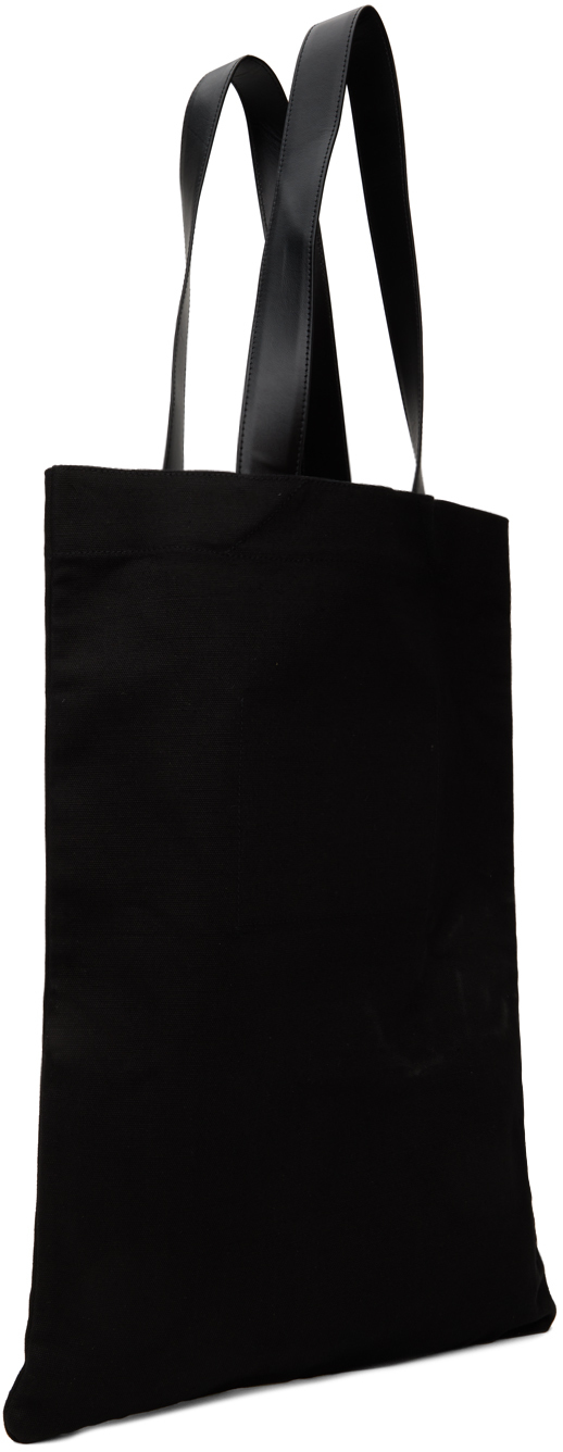 Jil Sander Logo Print Cotton-linen Blend Tote Bag In 001 Black