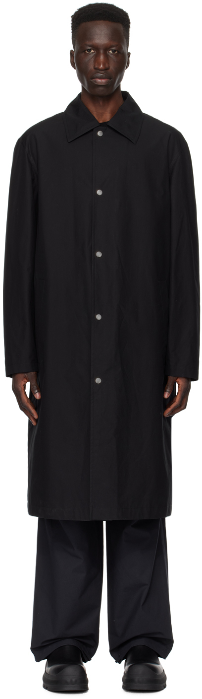 Manteau Long Jil Sander En Laine Vierge Bleu Poussiéreux - Coupe Double, Occasion Comme Neuf