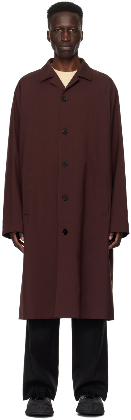 Burgundy Single-Breasted Coat