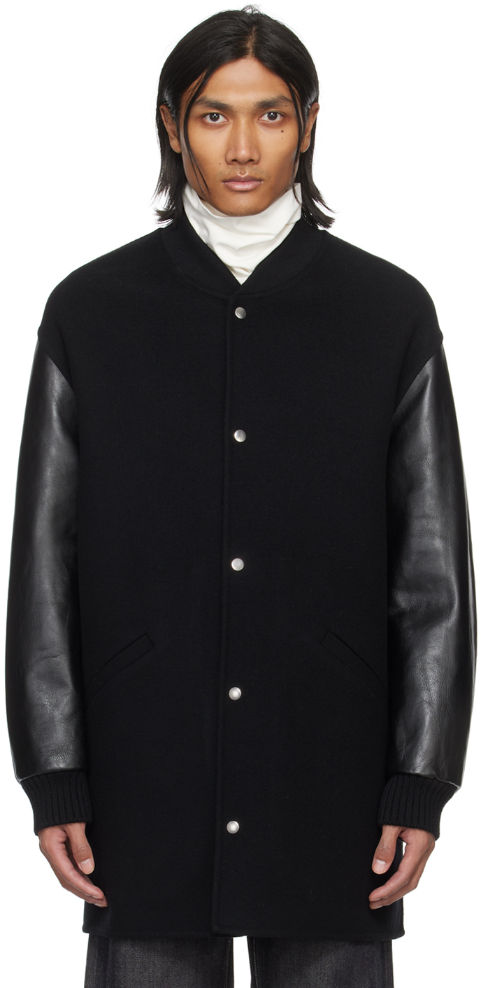 Jil Sander Black Paneled Coat In 001 Black