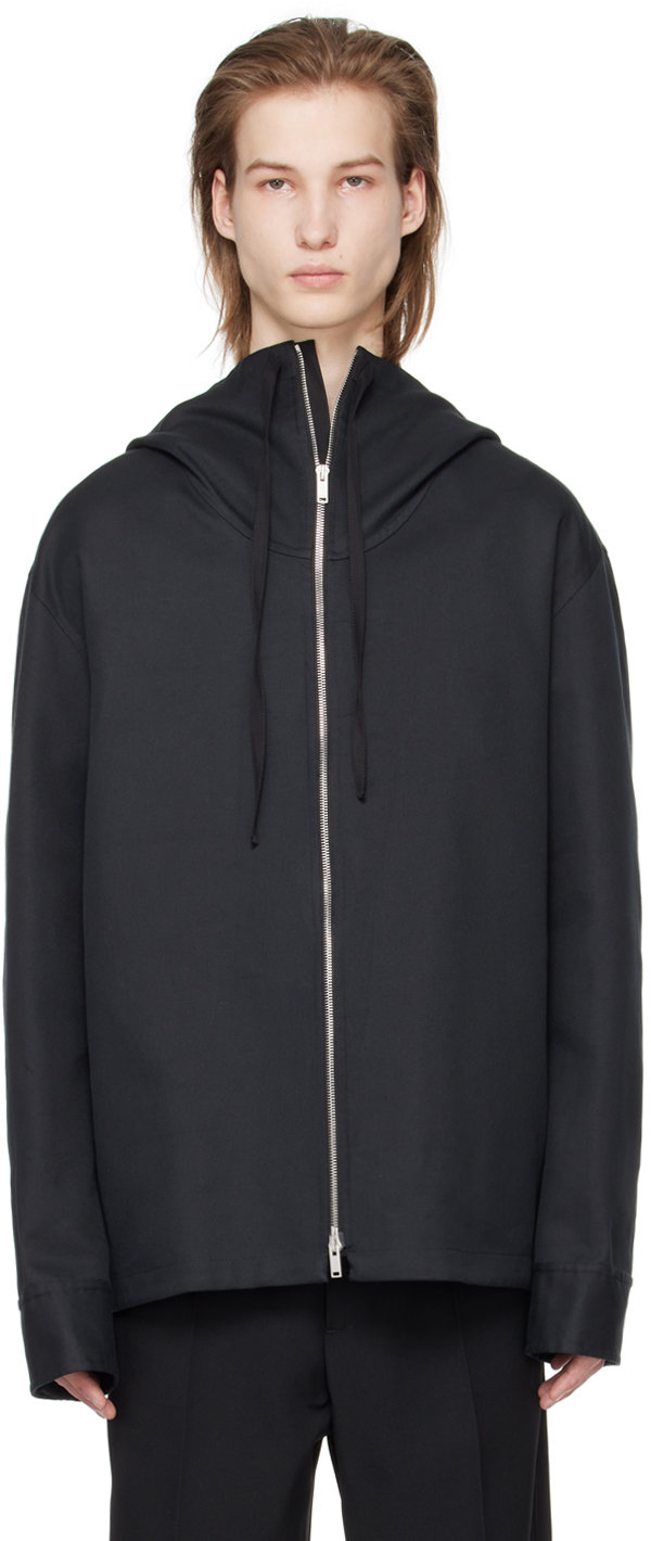 Shop Jil Sander Black Hooded Jacket In 001 Black