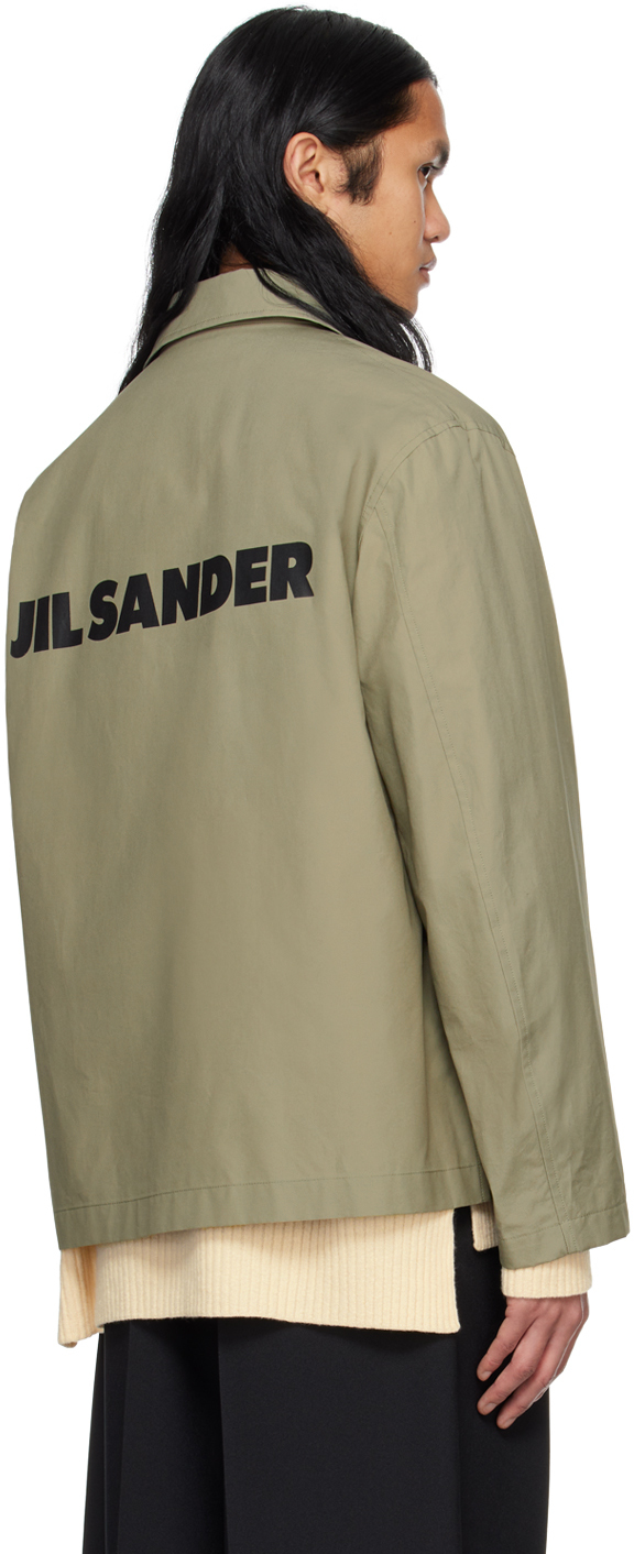 Jil Sander Khaki Printed Jacket In 317 Medium Green