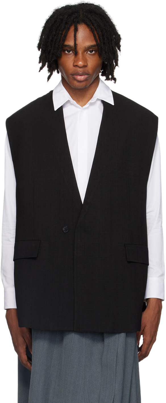 Black Single-Breasted Vest