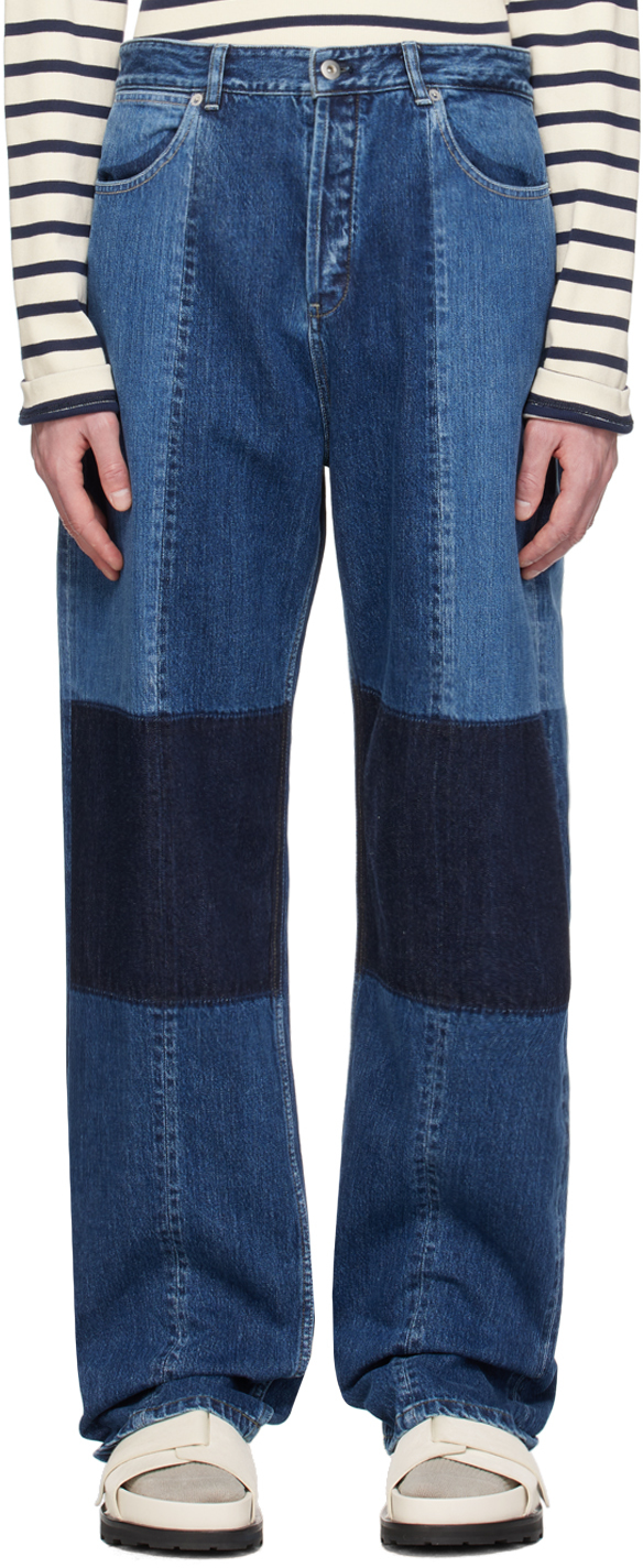 Shop Jil Sander Blue Paneled Jeans In 484 Cobalt Blu