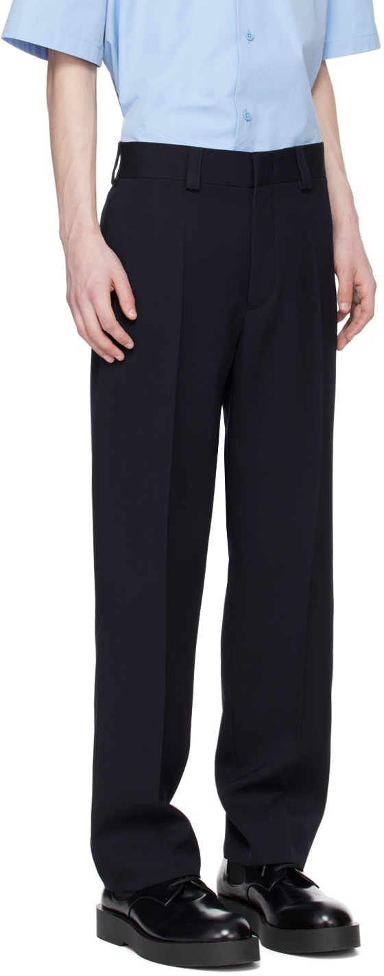 Jil Sander Navy Creased Trousers In 401 Navy