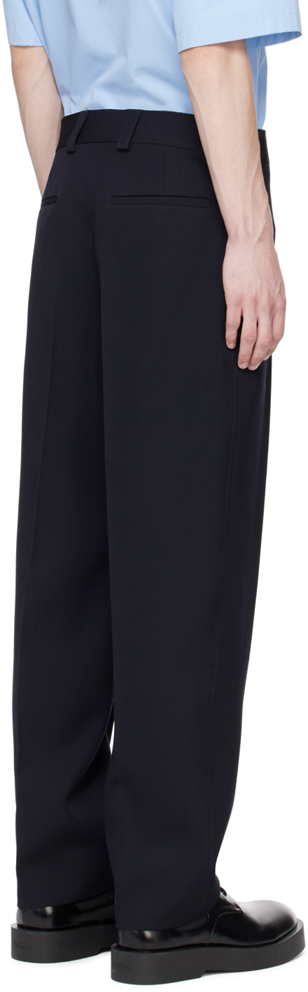 Jil Sander Navy Creased Trousers In 401 Navy