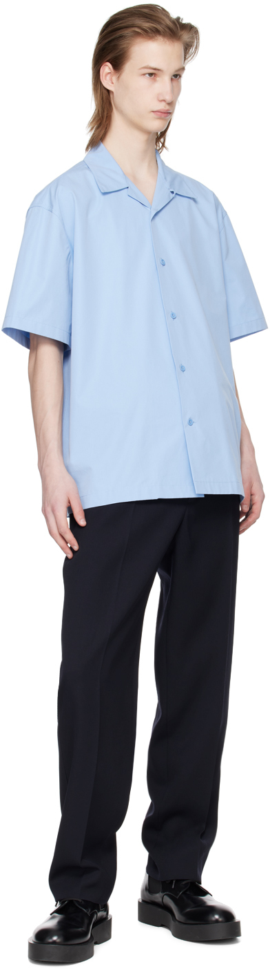 Jil Sander Navy Creased Trousers In 401 Navy