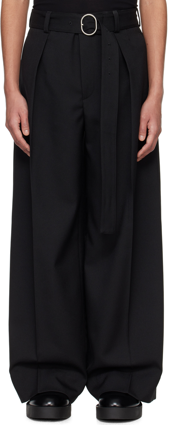 Shop Jil Sander Black Belted Trousers In 001 Black