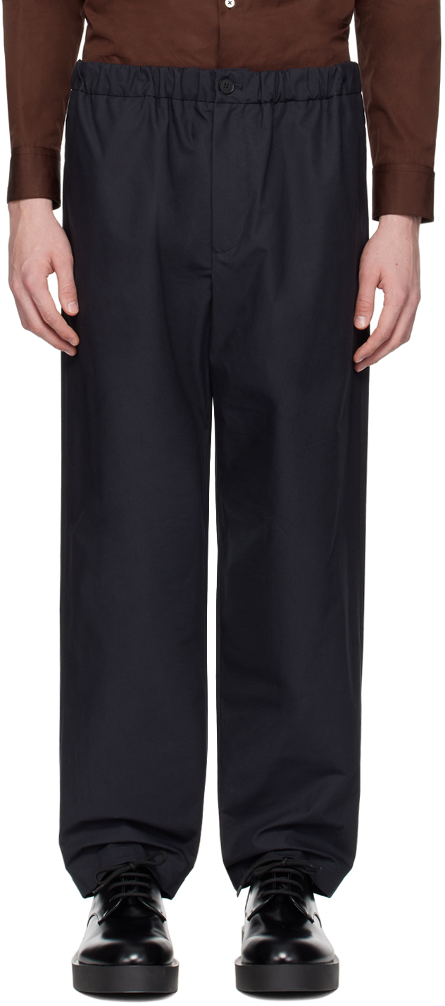 Shop Jil Sander Navy Four-pocket Trousers In 401 Navy