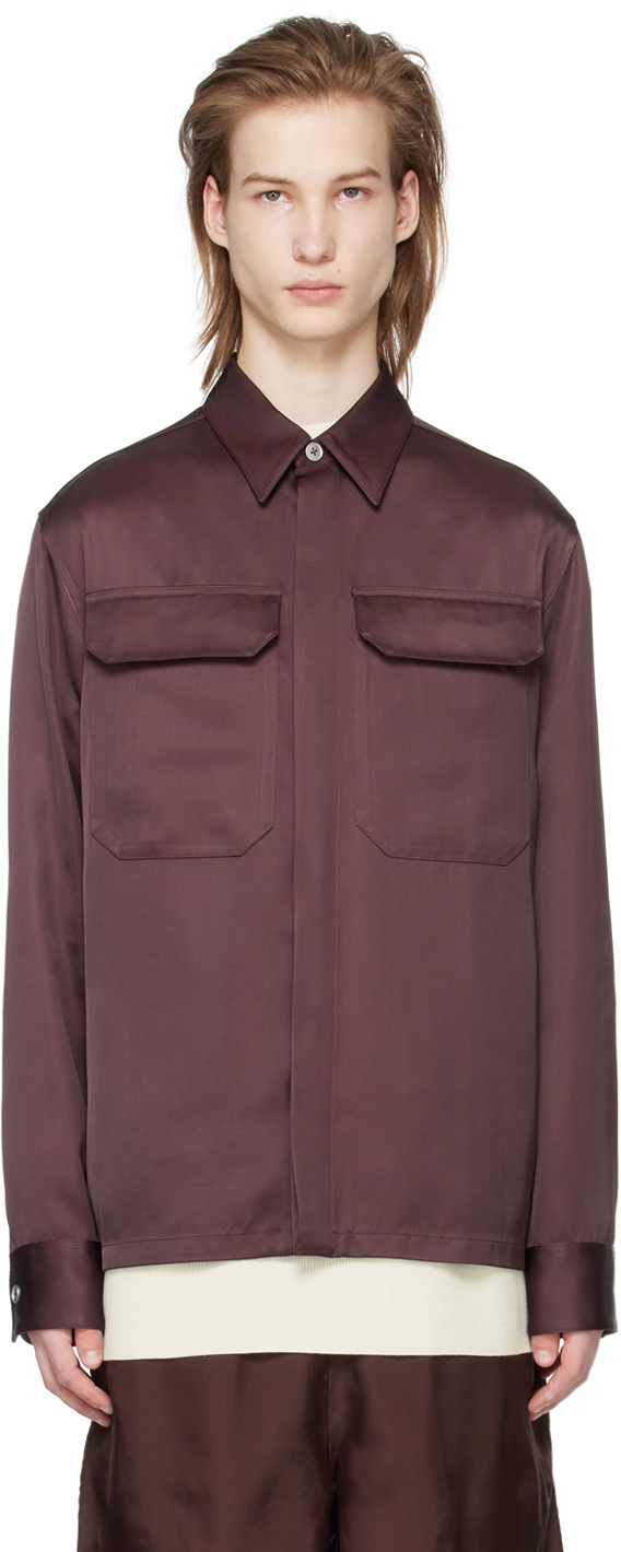 Shop Jil Sander Purple Flap Pocket Shirt In 602 Plum