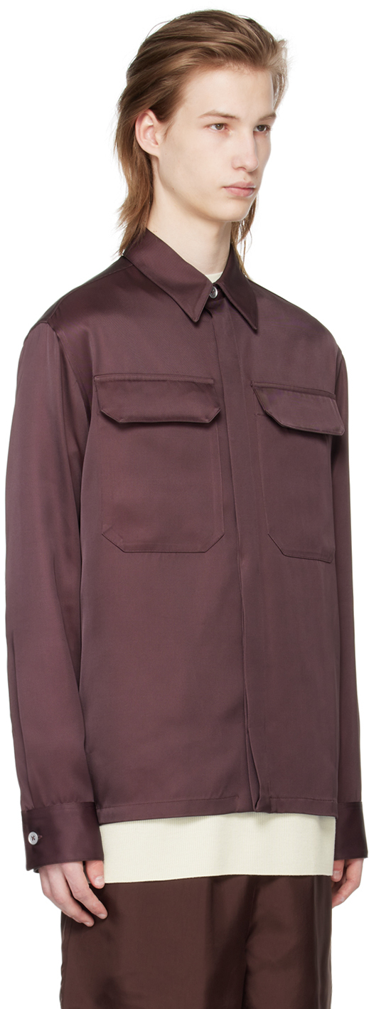 Jil Sander Purple Flap Pocket Shirt In 602 Plum