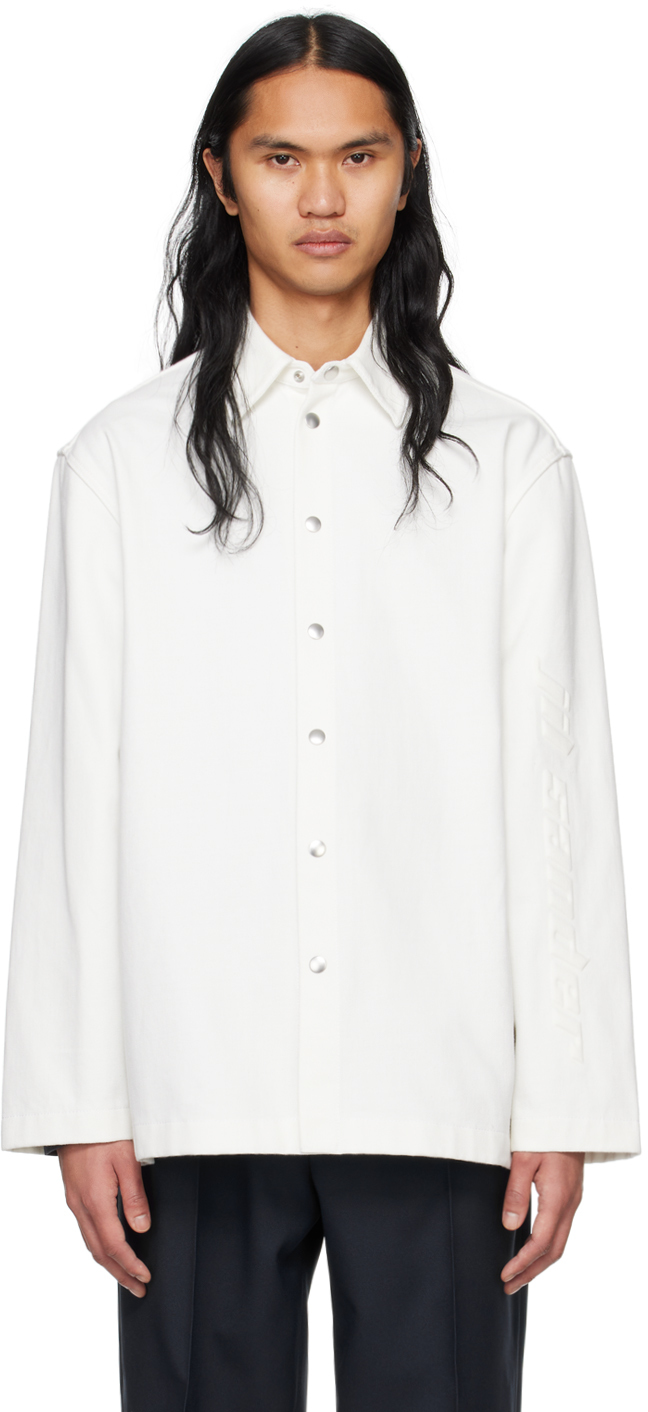 White Embossed Denim Shirt