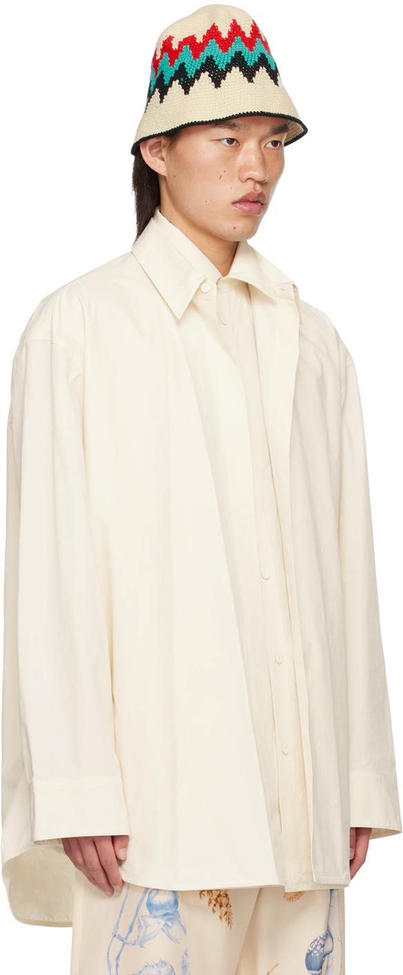 Jil Sander Layered Cotton Shirt In 104 Coconut