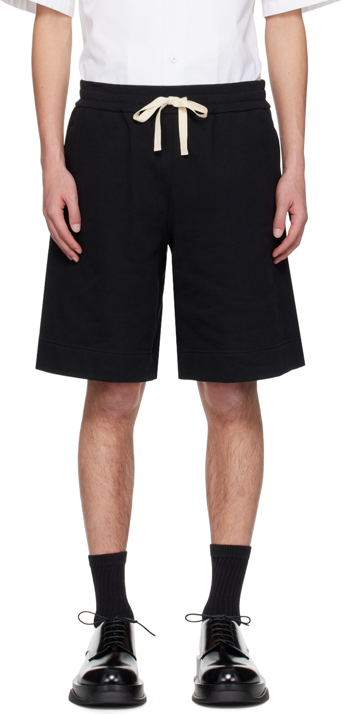 Jil Sander Black Drawstring Shorts In 001 Black