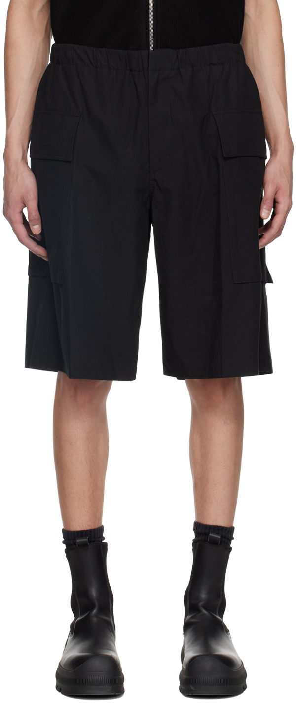 Shop Jil Sander Black Drawstring Shorts In 001 Black