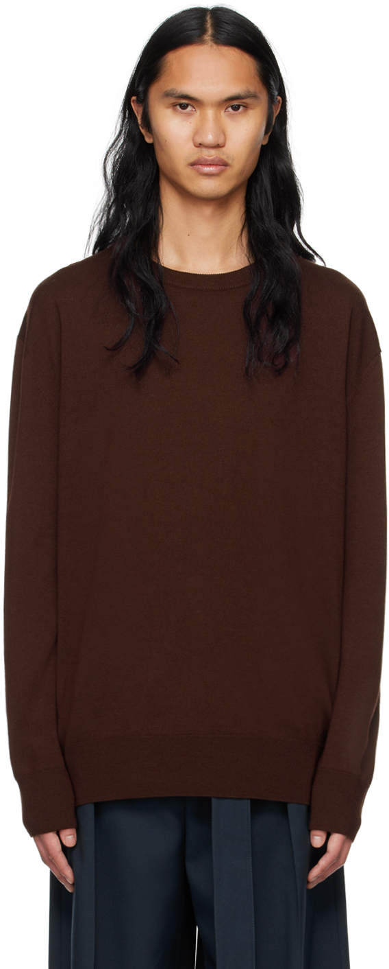 Jil Sander Brown Crewneck Sweater In 206 Dark Brown