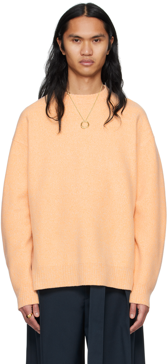 Jil Sander Orange Droptail Sweater In 851 Off White/orange