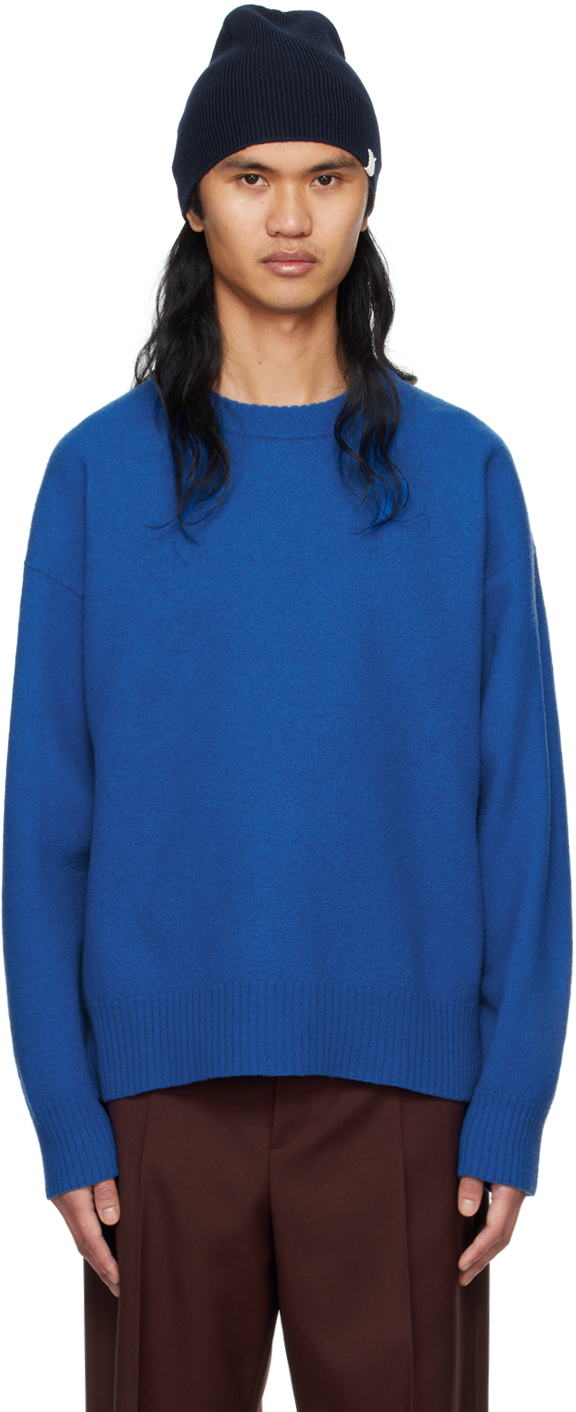 Jil Sander Blue Oversized Sweater In 418 Space Blue