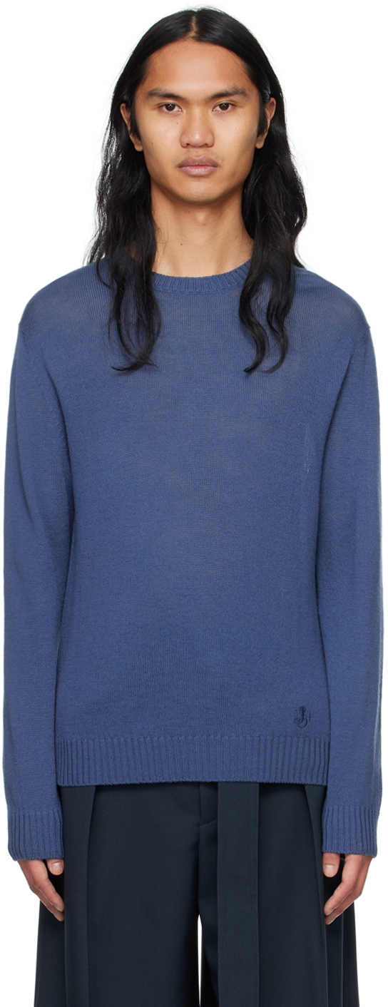 Jil Sander Blue Embroidered Sweater In 041 French Blue