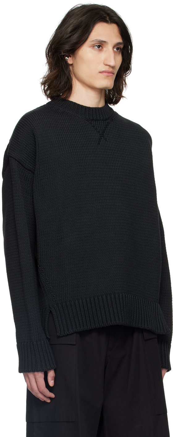 JIL SANDER BLACK CREWNECK SWEATER