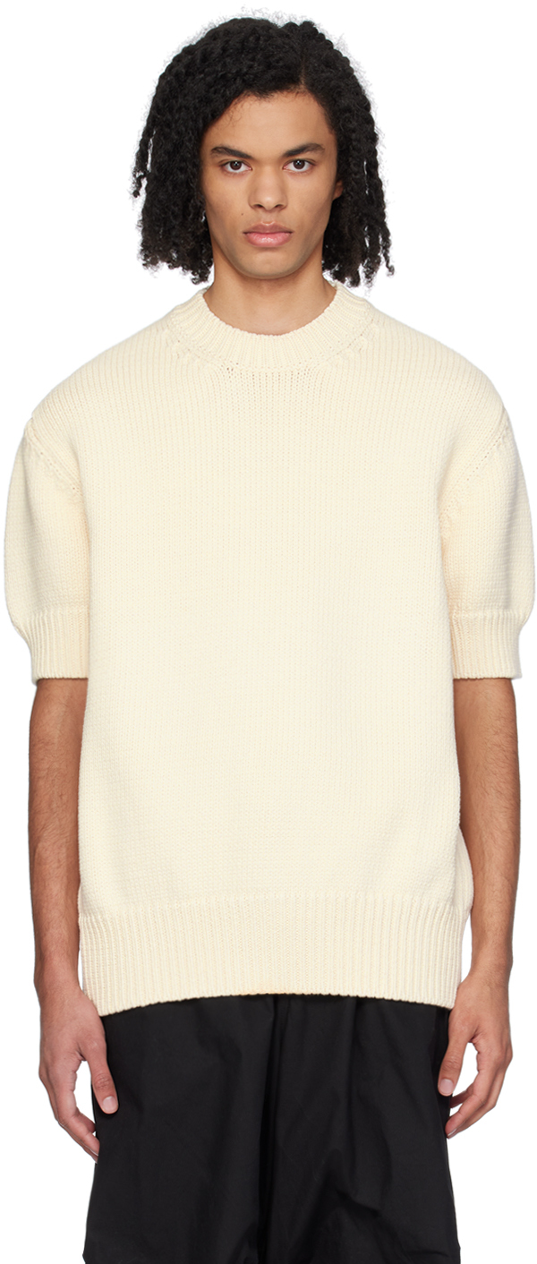 Shop Jil Sander Off-white Crewneck Sweater In 108 Ecru