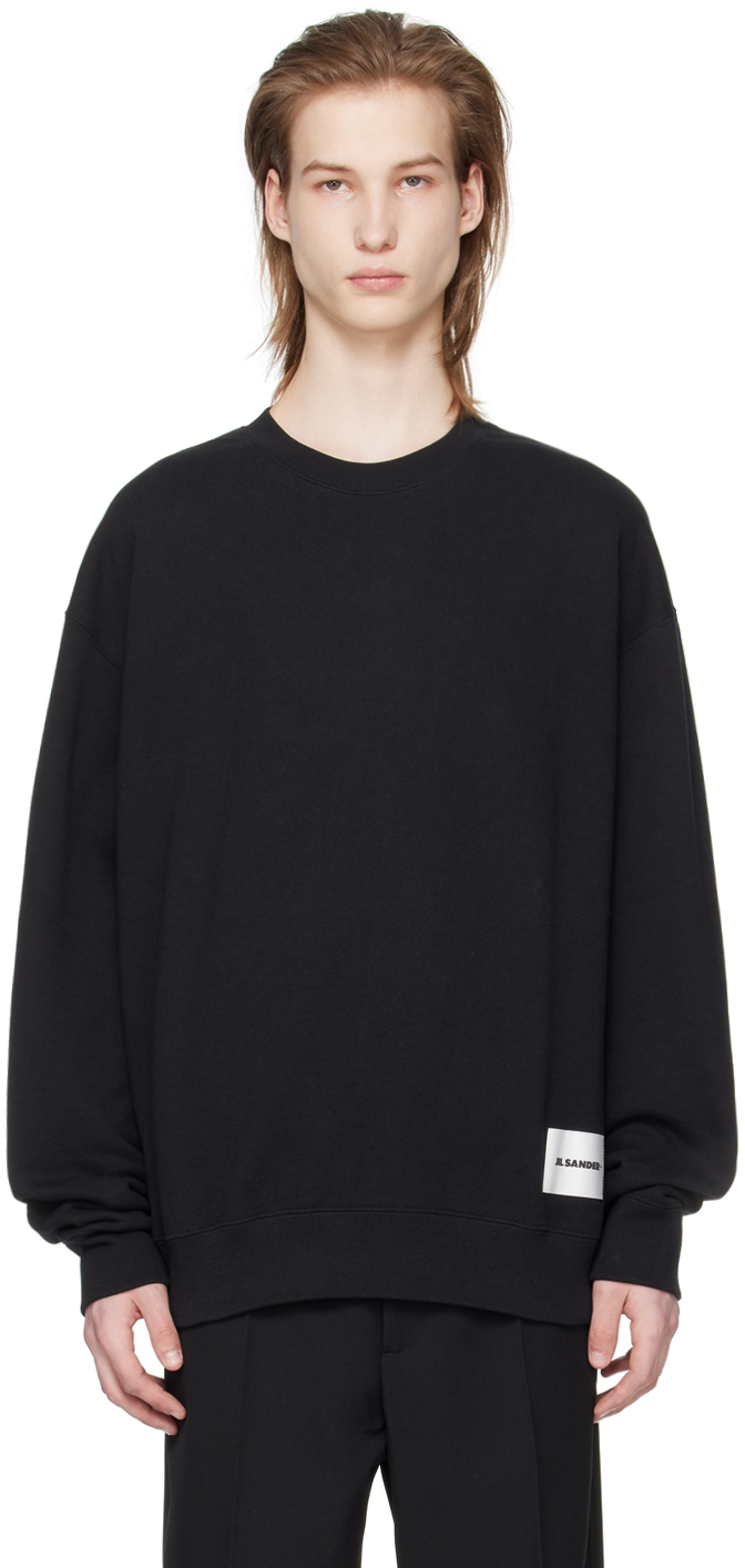 Shop Jil Sander Black Crewneck Sweatshirt In 001 Black